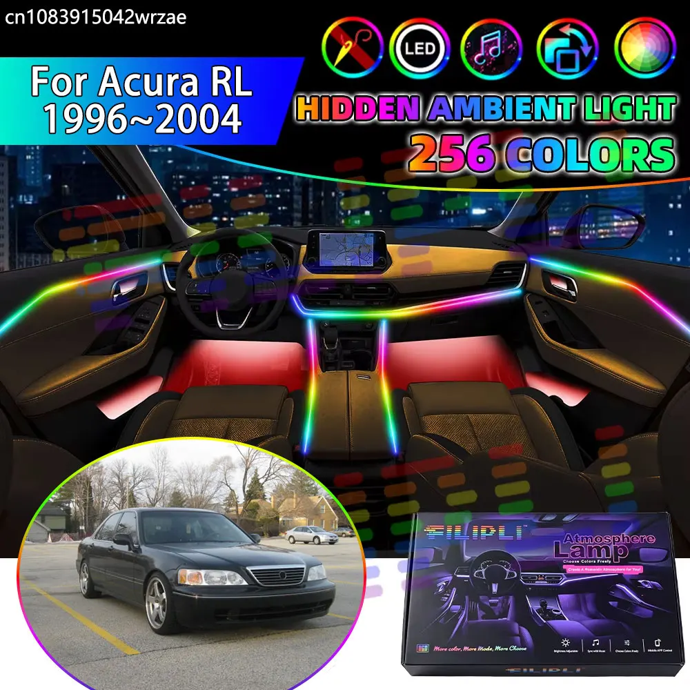 For Acura RL 1996~2004 KA9 MK1 RGB Car Interior Ambient Lights Strips Breathing Lighting Kit App Control LED strips Auto Parts