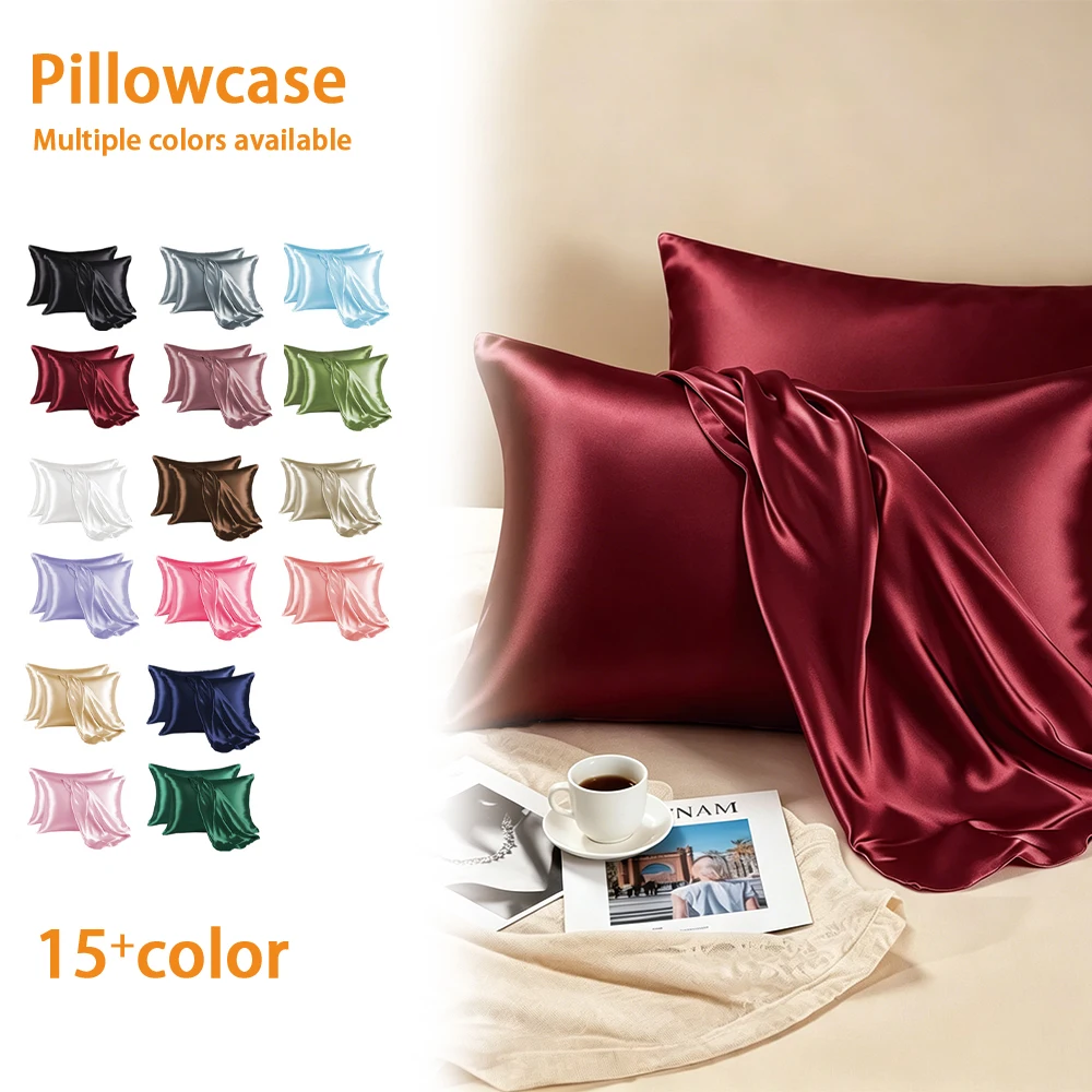 Pillowcase Silk Silky Satin Hair Beauty Soft Anti Frizz Comfortable Pillow Cover Home Decor Bedroom Solid Color Satin Pillowcase