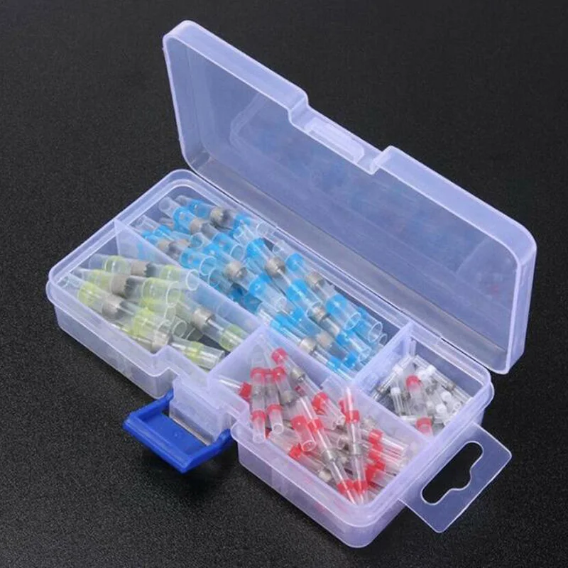 100pcs box waterproof solder ring heat shrinkable intermediate terminal solder sleeve terminal