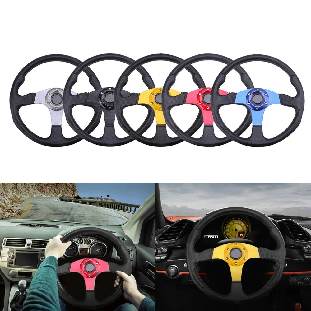14 Inch Car Steering Wheel Universal 350mm Aluminum PU Drift Racing Game Sport Steering Wheel with Horn W/ Logo Car Accessories - view 4