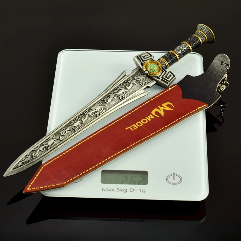 Figura de juego de 30cm, modelo de artesanía de Metal periférico con cubierta de cuero, adornos de decoración de escritorio, regalos de cumpleaños, espada de juguete
