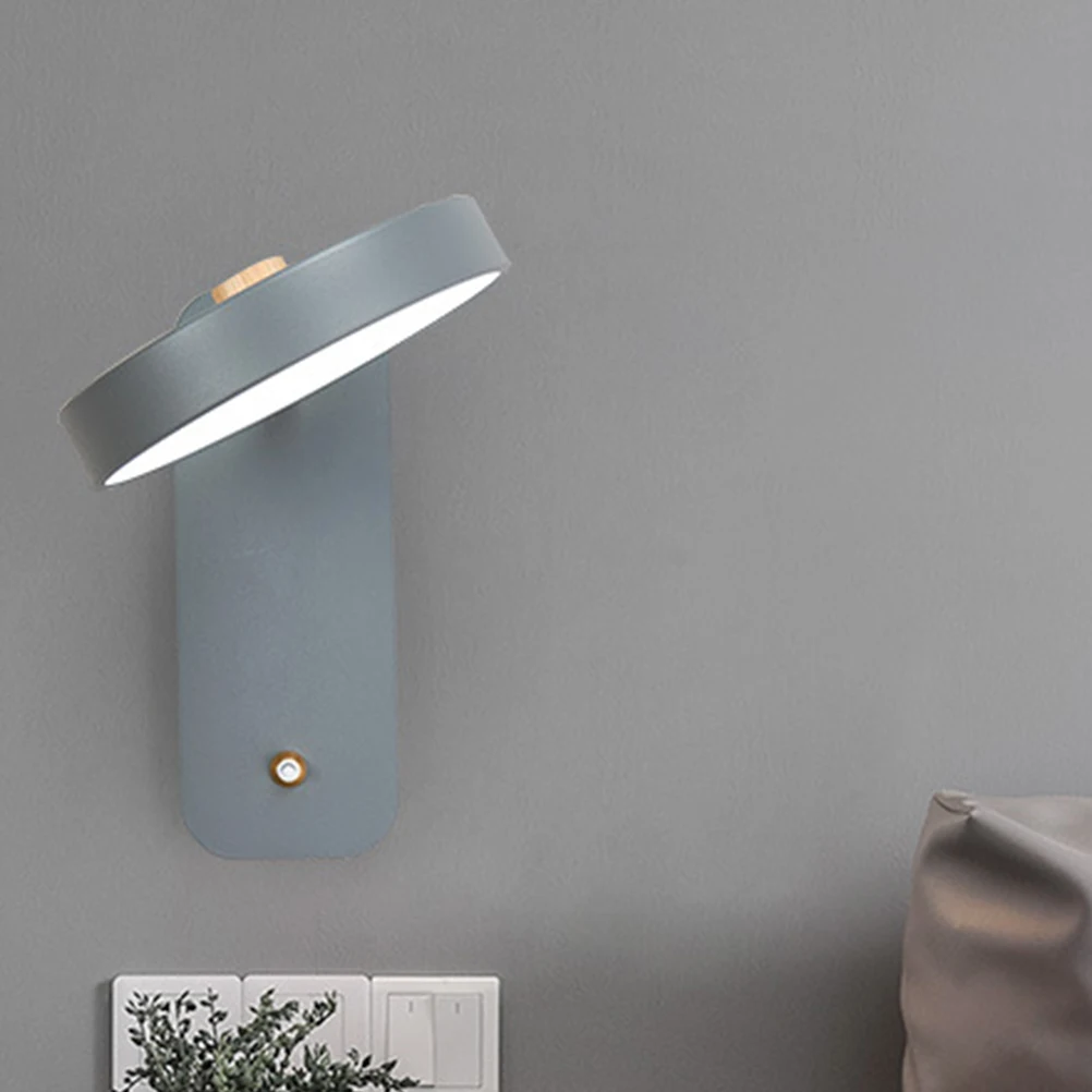 

Modern Adjustable LED Wall Lamp Gray Circular Design Durable Material Easy Install Bedroom Hallway Aisle Light Home Decor