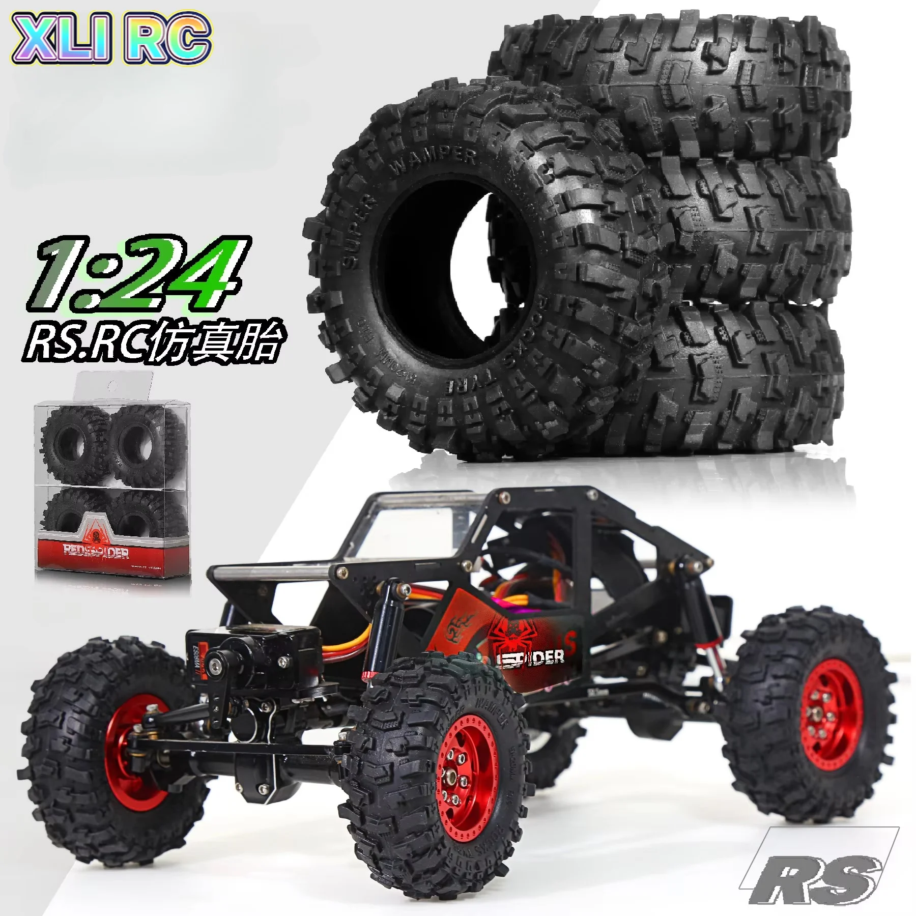 4 pièces, pneus en caoutchouc souple de 1,0" (51 mm) pour mini crawler RC 1/18 1/24 TRX4M SCX24 AX24 FMS Ascent-18, pièces de mise à niveau