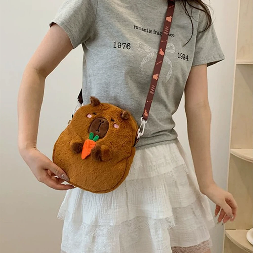 24Cm Capybara Pluche Rugzak Kawaii Mode Plushie Pop Bont Tas Kindertas Crossbody Tas Mini Knapzak Zakken Cadeaus voor Meisjes