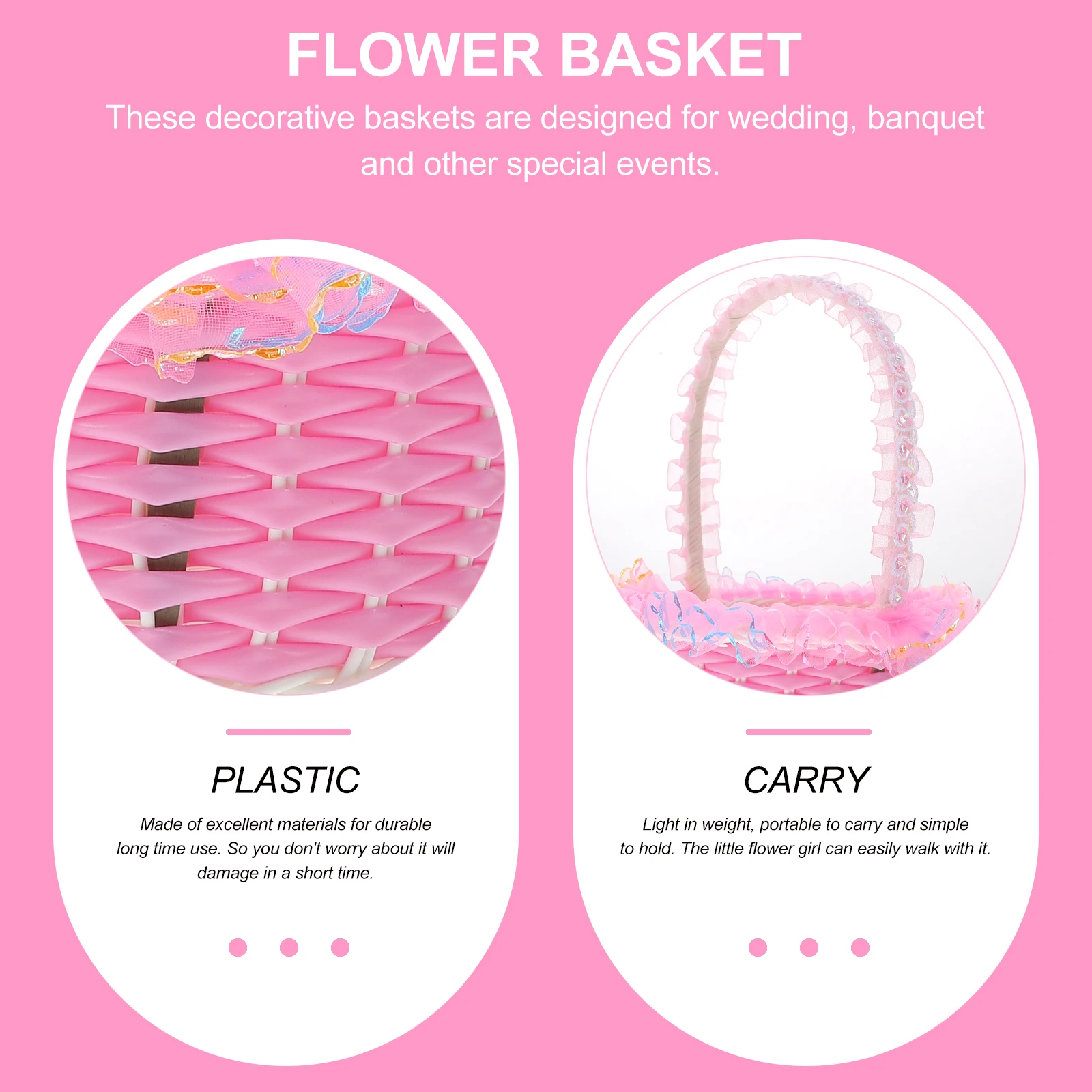 

3pcs Wedding Flower Decor Baskets Plastic Lace Small Bride Party Handheld Storage Tools Delicate Event