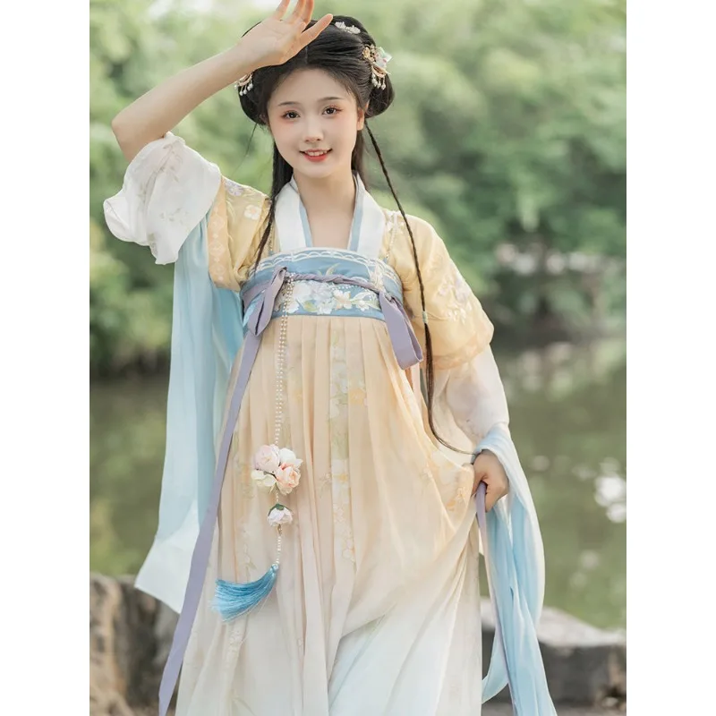 

Женский комплект Ханьфу в стиле Тан: Банби Дуй Цзинь Шань Цисюн Жуцюнь, оригинальный весенне-летний повседневный набор