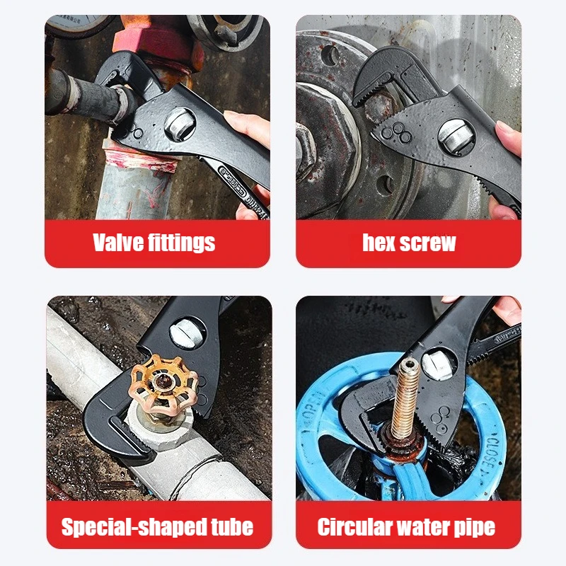 مفتاح مضخة مياه قابل للتعديل 7-12 بوصة، مفتاح ربط قابل للتعديل على شكل أنبوب، أحجام مختلفة من ملحقات الصمامات، أدوات يدوية #4