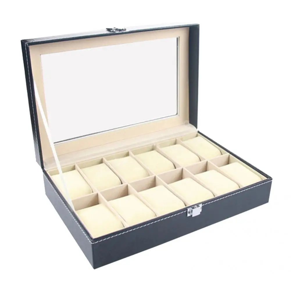 Retro Storage Box Easy to Use Sturdy 12 Slots Exquisite Watch Storage Case 12 Slots Watch Box for Outdoors
