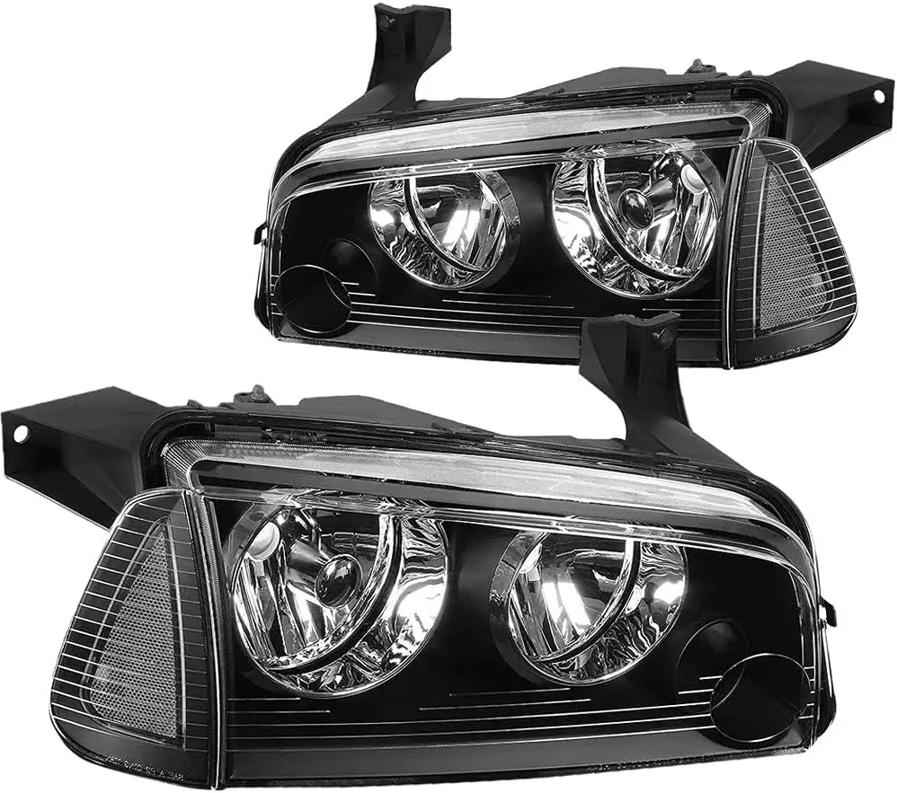 

4 шт. фара в сборе, совместимая с фарами Dodge Charger 2006-2010 с угловым Singal Light, замена галогенной головки OE