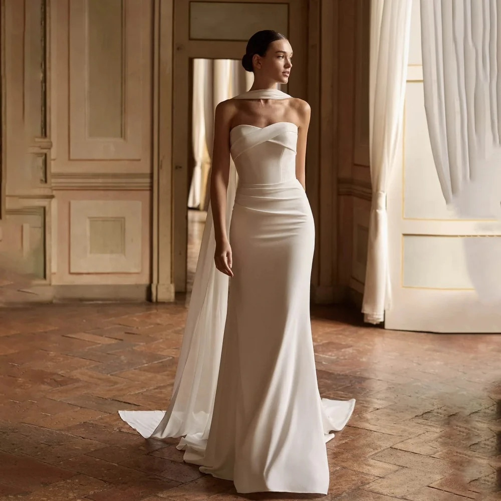 

Customized Zipper Mermaid Wedding Dresses Sweetheart For Women Charming Sleeveless Ruched Bridal Gowns Vestidos De Novia