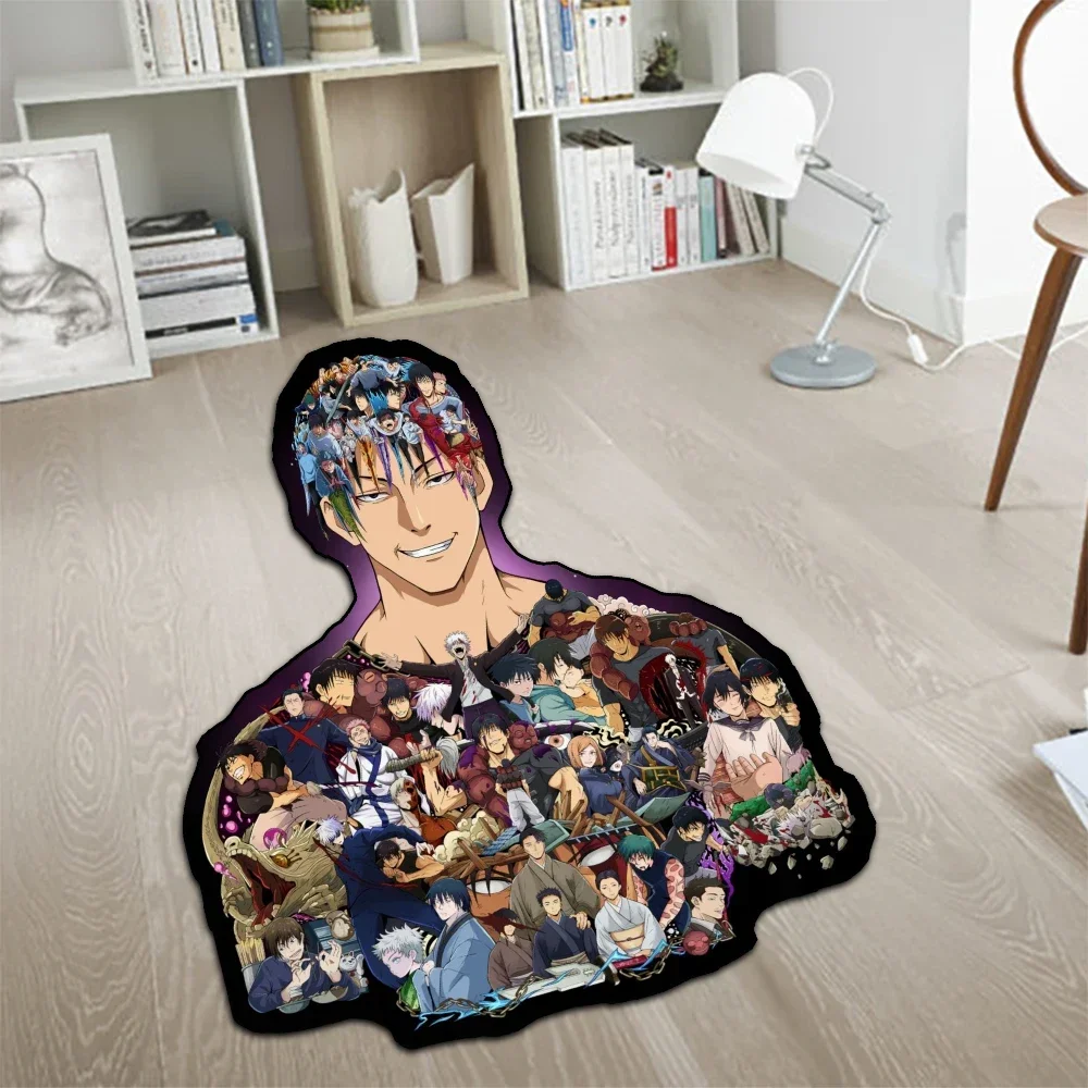 Custom Irregular Anime Rug Jujutsu Kaisen Gojo Satoru Sukuna Toji Wall Art Handmade Carpet Area Rug for Home Decor
