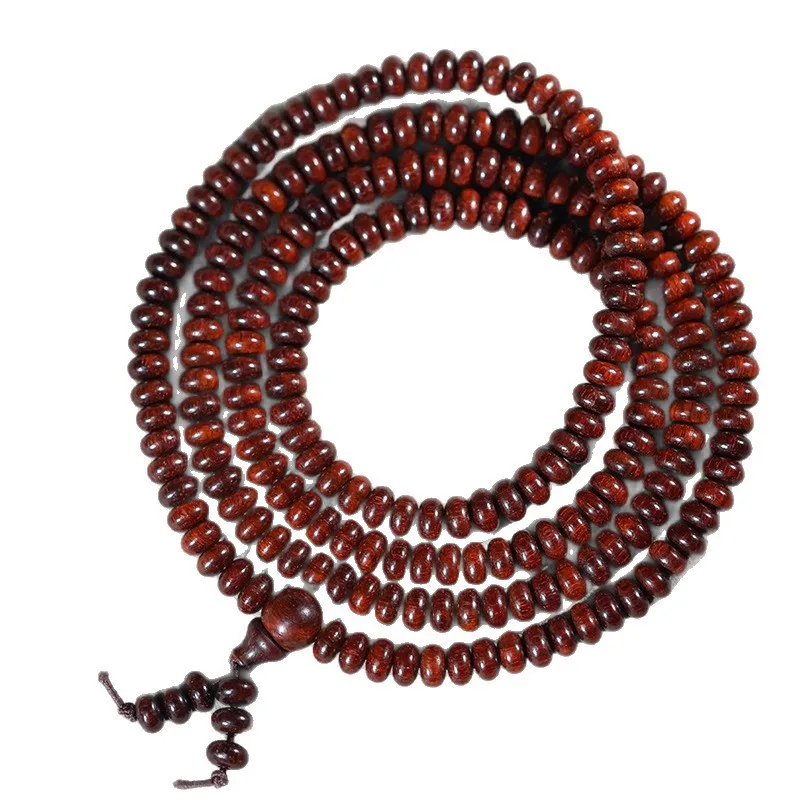 Indian Red Sandalwood Abacus Beads Bracelet Wooden Unisex Buddhist Beads Irregular Cultural Jewelry Holiday Gift