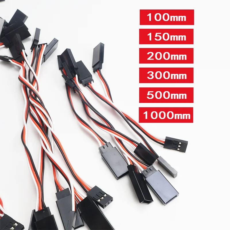 

6 шт./лот 100/150/200/300/500/1000 мм удлинительный кабель сервопривода для RC Futaba JR разъем сервопровода «папа-мама»