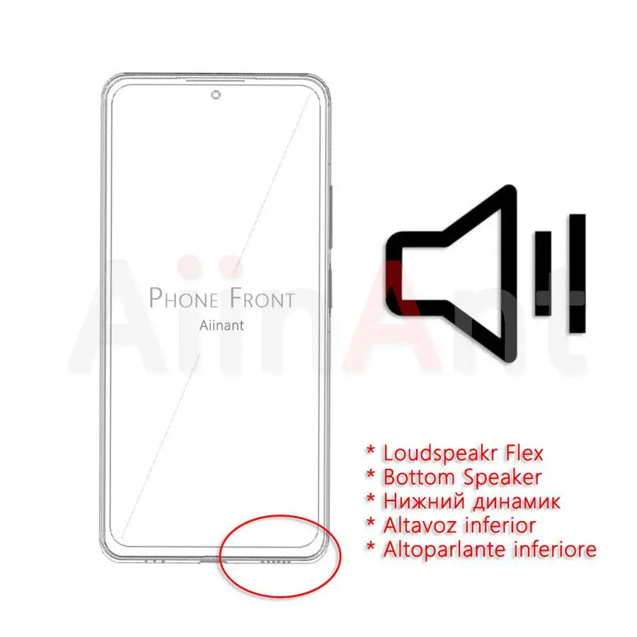 Aiinant Bottom Loudspeaker Sound Ringer Flex Cable For Xiaomi Redmi Note 7 8 9 7A 8A 9A 8T 9T 9S Pro Plus Loud Speaker