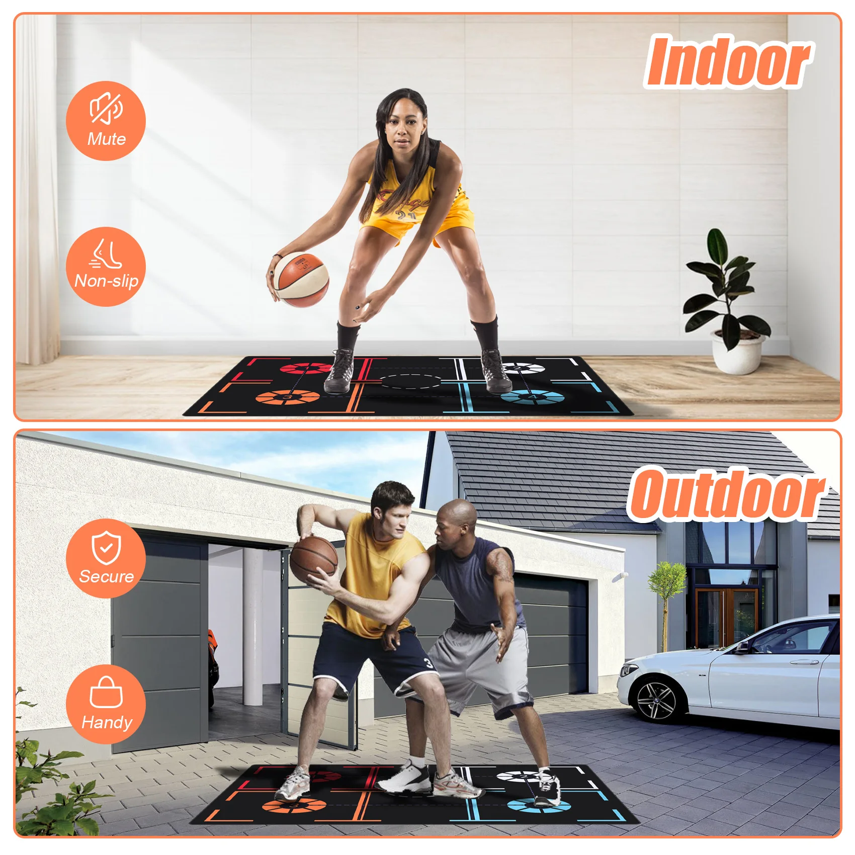 Standard Basketball Training Mat Non-Slip Foot Practice Mat Dribble Control Auxiliary Footstep Mat 108 X 76Cm For Adults