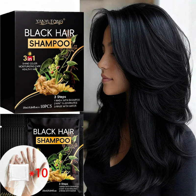 10Pcs Fast Black Hair Shampoo 5 Mins Fast Become Black Hair Dye Herb Natural Hair Care Restore Colorant Shampoo Hair Care view 3