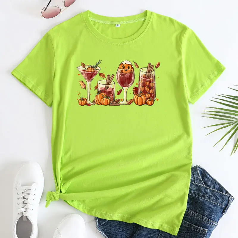 loween Women's Cotton Tee Funny Casual Fit T-irt Thiened Printed Summer Faion Ladies' Tops Chinese Brand