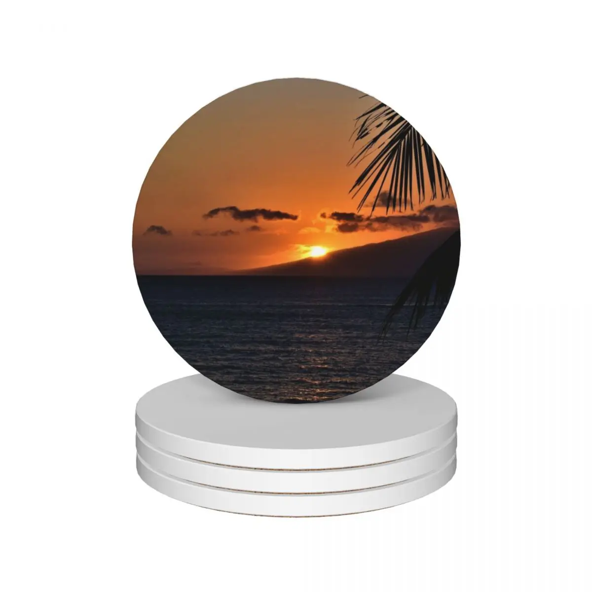 

Hawaiian Sunset Ceramic Coasters (Set of 4) custom cute kitchen supplies ceramic Coasters