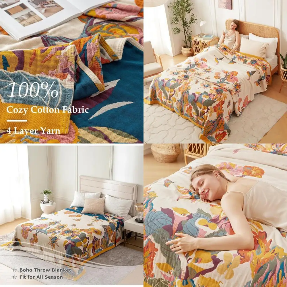 

Хлопковое стеганое одеяло королевского размера в стиле бохо с цветочной вышивкой бабочки, 90x108, всесезонное мягкое покрывало для кровати или дивана