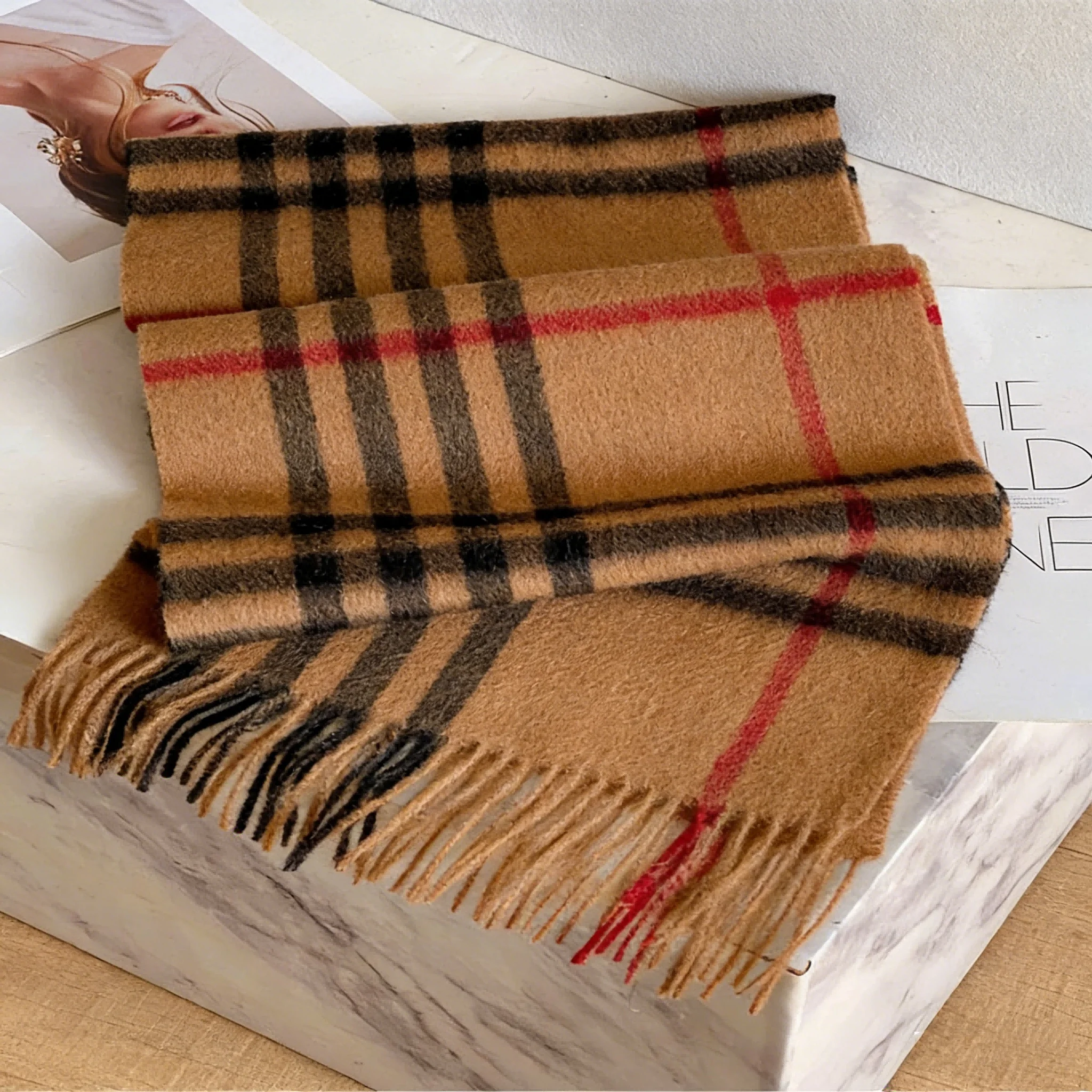 

Autumn and winter plaid warm tassel shawl fashionable wool and cashmere women's scarf