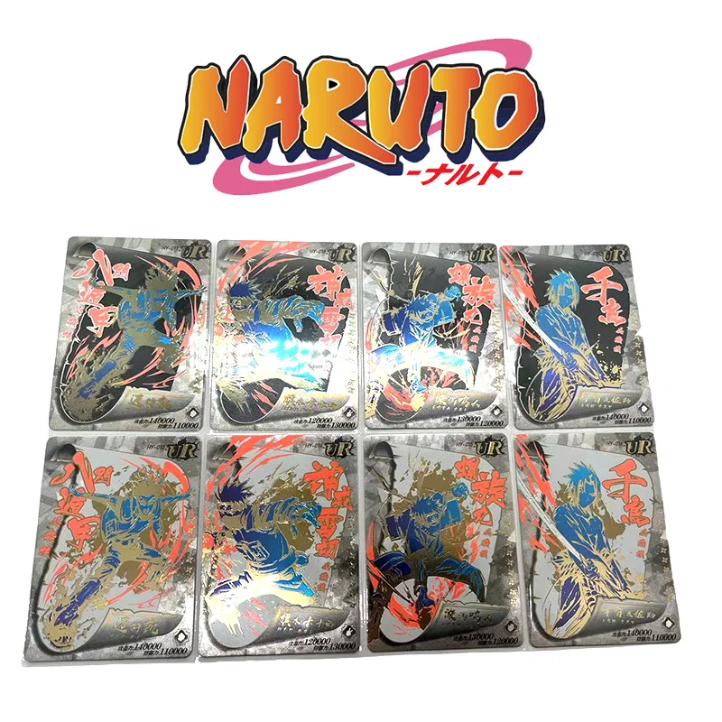 Naruto Ur Series Kakashi Uchiha Sasuke Anime Characters Bronzing Game Collection Flash Card Cartoon Toys Christmas Gift