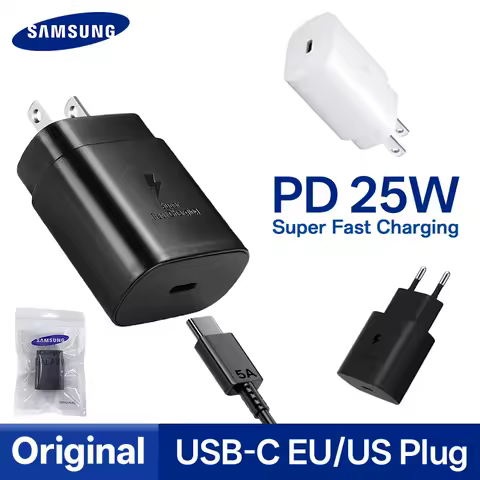 Original Samsung 25w Type C Charger Fast Charging Adapter Galaxy S25 S24 S23 S22 Plus A51 A73 A24 A31 A25 A13 A52s A23 Z Flip 7