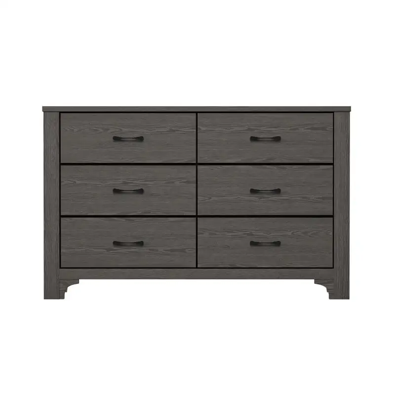 Cómoda marrón de 6 cajones con diseño moderno y solución de almacenamiento para dormitorio o salón