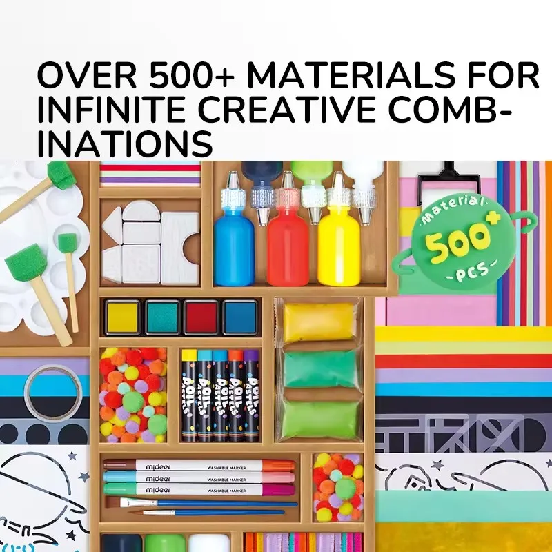 Mideer Caixa de Arte Criativa 20 em 1 Kit de Artesanato Multi-Material Inspira a Criatividade e Habilidades Práticas das Crianças com Atividades DIY Divertidas 8 Anos+