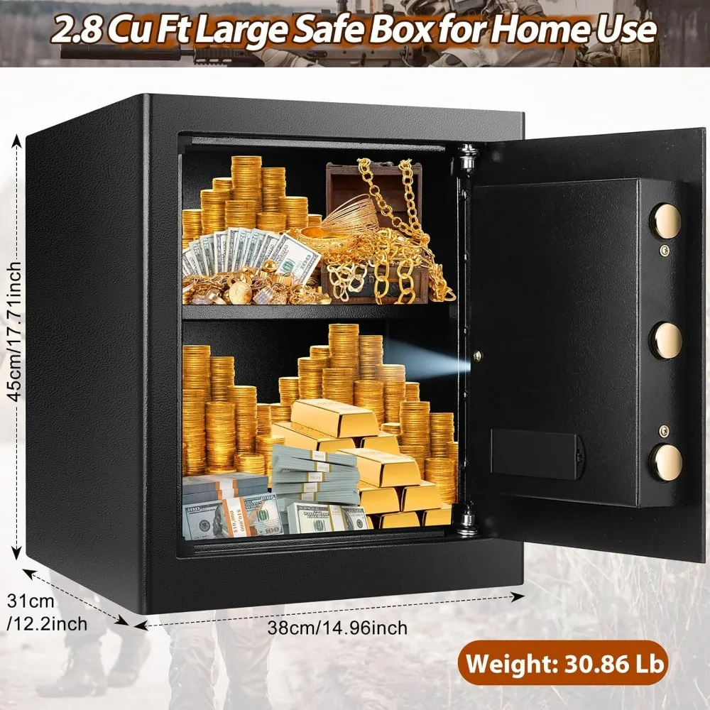 Large 17.71 Cubic Foot Digital Electronic Lock Fireproof Home Safe with A4 Size Fire-Resistant Document Bag