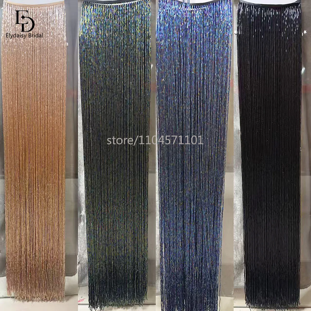 

ELYDAISY 1Meter Length Champagne/Gold Satin Tassel Ribbon for Home Accessories Women Gowns Dress Sewing Glass Bead Fringe Trim