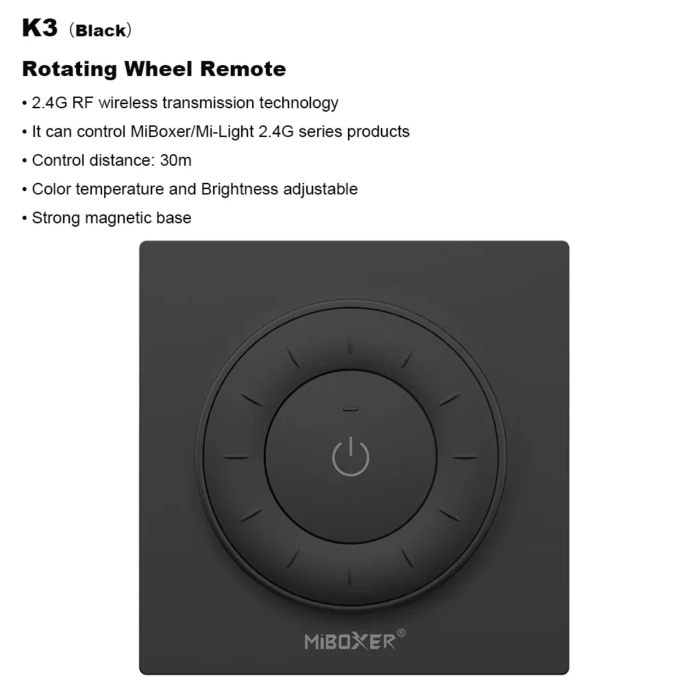 MiBoxer K3 2.4G Rotating Wheel Remote Color Temperature Panel Remote Control Adjustable Dimmer Wireless Controller for LED Buld