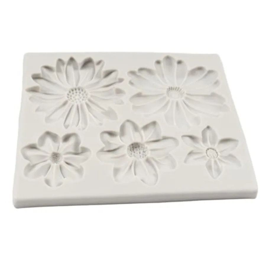 Flower Blossoms Silicone Mold Daisy Chrysanthemum Flower Fondant Mold for Cake Decoration Chocolate Cupcake Topper Candy Sugar view 6