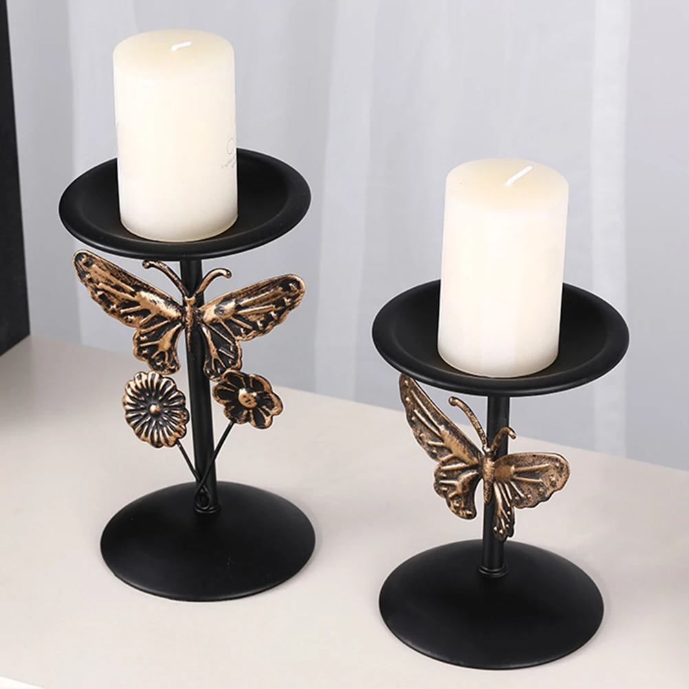 

Vintage Holder Tall Metal Candlestick For Pillar Candles Tabletop Decor Centerpiece Rustic Wedding Party