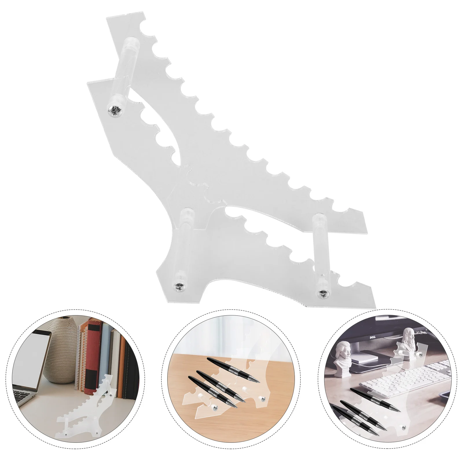 

Pen Organizer Rack 12 Holes Acrylic Material Desk Accessory Simple Fashionable Design Easy Access Display