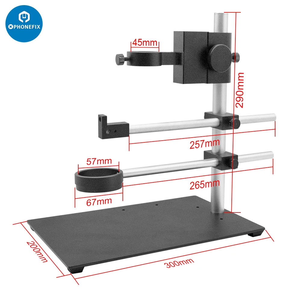 Electron Microscope Lengthen Dual Arm Boom Stand Adjustable Full Metal Holder Stand for Digital Video HDMI VGA Microscope Camera