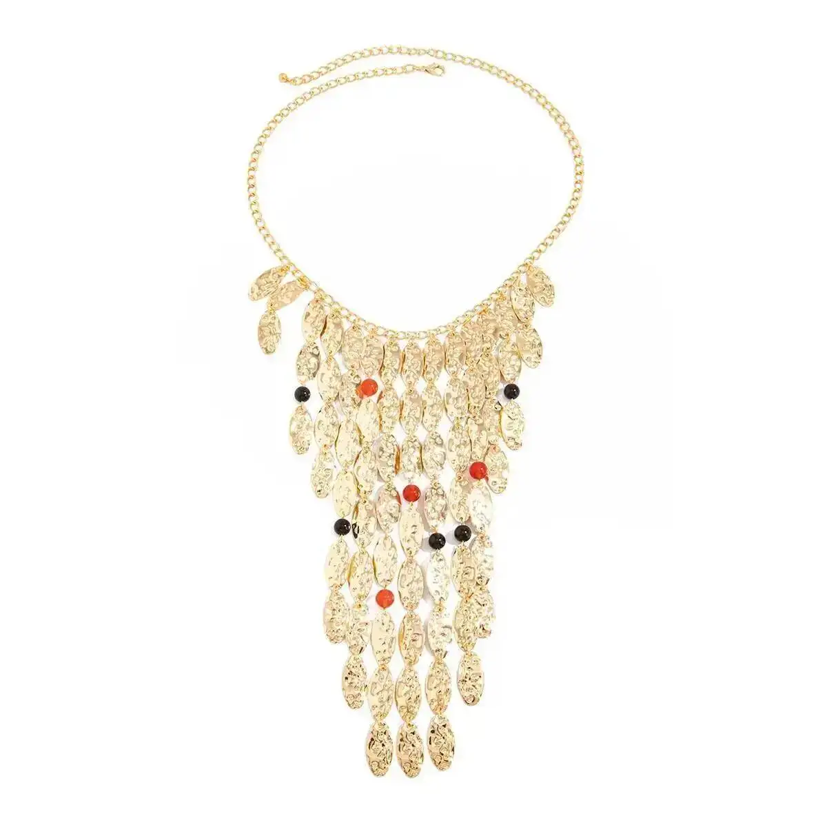 

Women's Punk Exaggeration Geometry Sequined Multi-layer Tassel Necklace Adjustable Trendy Metal Party Jewelry Gift