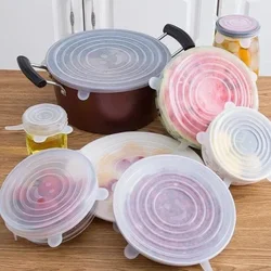 For Kitchen Accessories Cover Food Adjustable Elastic Silicone Caps Kitchen Storage Organization Container Dishes Plastic Fridge