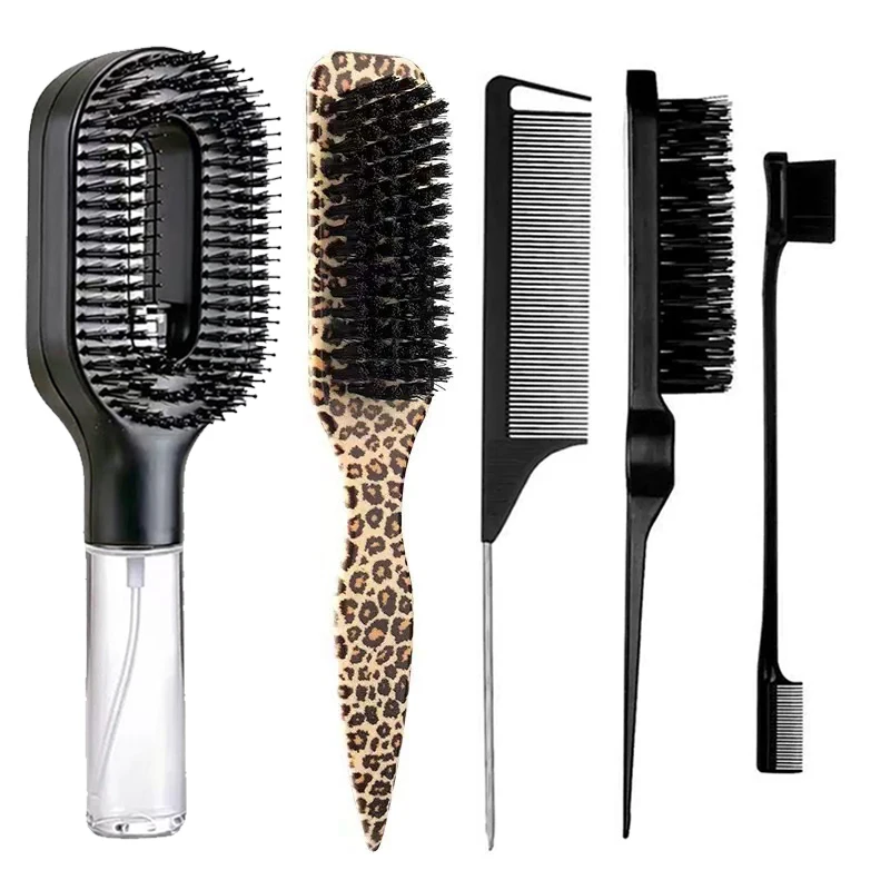 5-teiliges Haarkamm-Set, Aufteil- und Entwirrbürste, feiner Sprühnebel-Stylingkamm, Anti-Frizz, antistatisch, für alle Haartypen – Detail 2