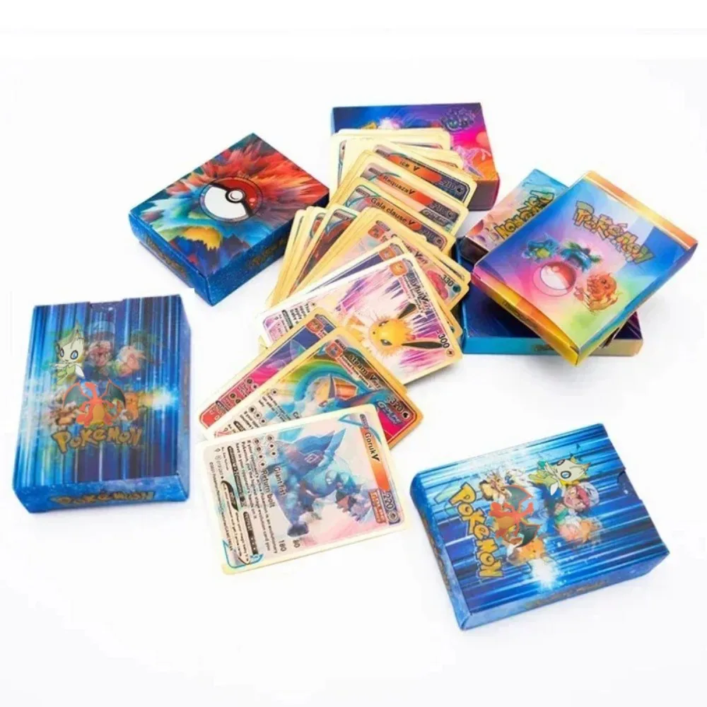 27-55pcs Pokemon Cards Charizard Pikachu Arceus 3D Diamond Vmax GX Vstar English Rare Collection Battle Trainer Card Toys Gifts