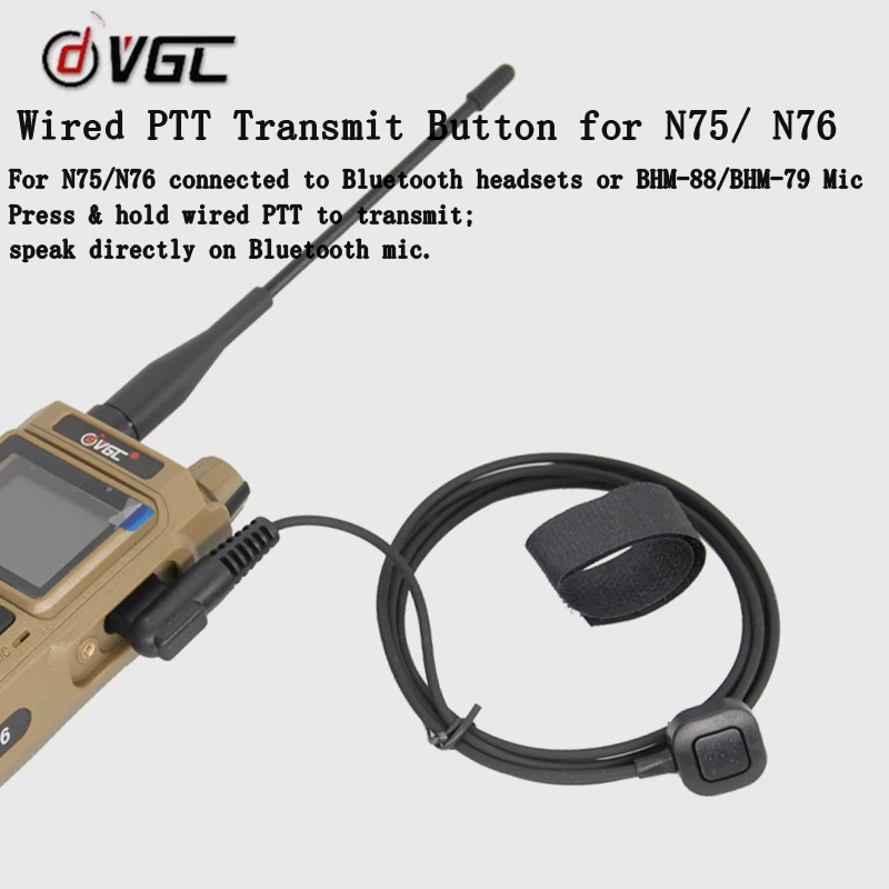 

Wired PTT Transmit Button for D VGC N75/N76 Walkie-talkie, N76 Wired PTT Transmit Button External Finger PTT Cable For BHM88/79