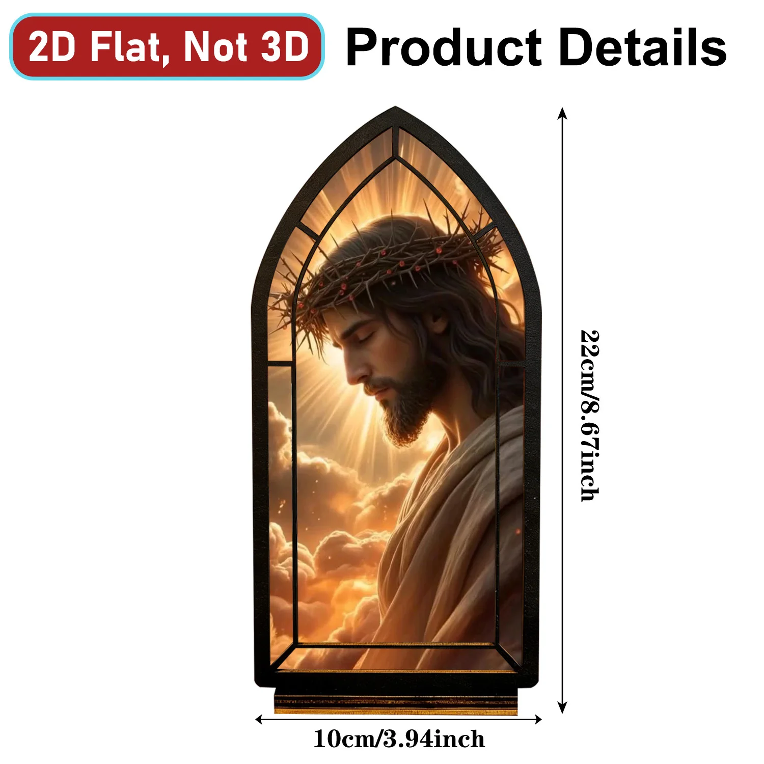 Gothic Jesus with Crown Wooden Bookshelf Decorative plaques & Signs, Catholic Gift for Easter, Ramadan, Clergy Shelf Decor