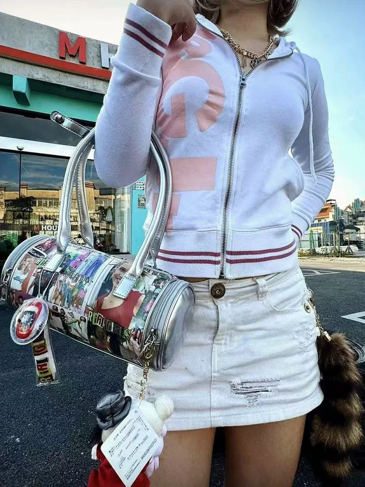 Riri Girls Original Portrait Y2K Laser PU Single Shoulder Bag