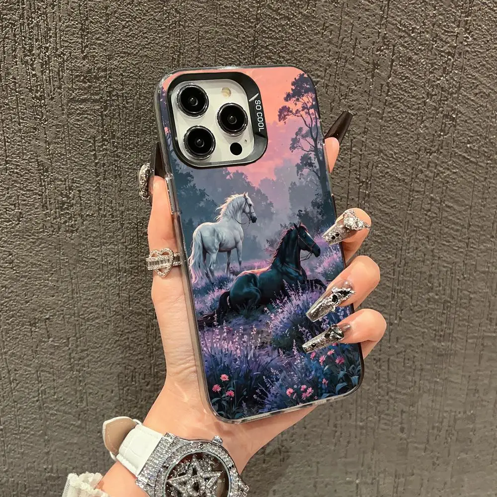 

Sunrise and Horse Phone Case case for iPhone17 16 15 14 13 12 11 Pro/ Max/Plus shock-proof rear cover anti-fingerprint