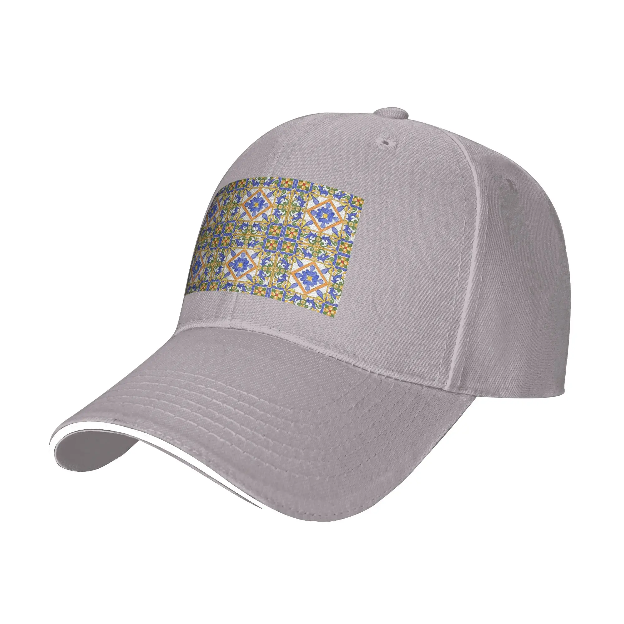 Citrus,Sicilian style summer decor pattern Cap Baseball Caps Adjustable Hat Hip Hop Summer Unisex Baseball Hats Customizable