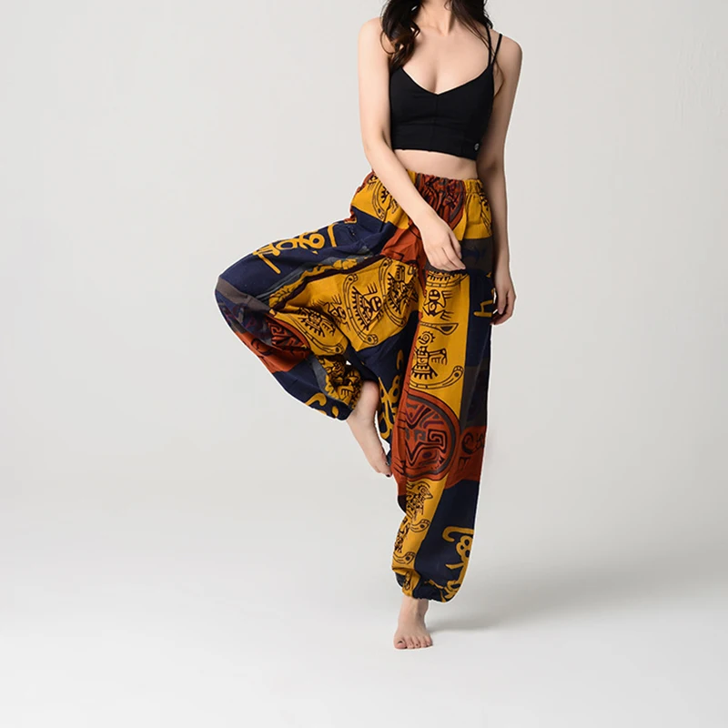 Pantalon de danse ethnique unisexe pour hommes et femmes, pantalon à jambe large, grand entrejambe, fjwide, version adt, pantalon de couple