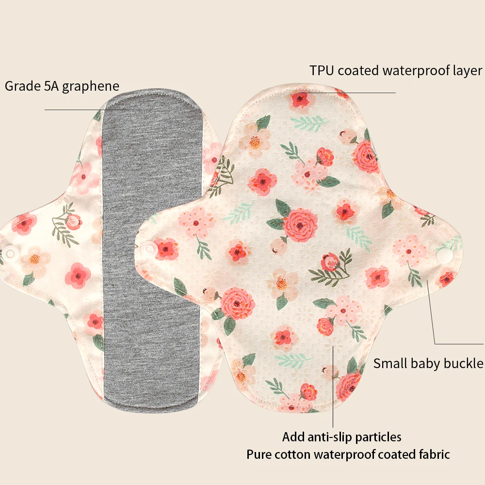 Biai 18*18cm rutsch feste wieder verwendbare Menstruation kissen Super absorbierende Graphen-Hygiene pads Atmungsaktive Damen binden aus weichem Stoff