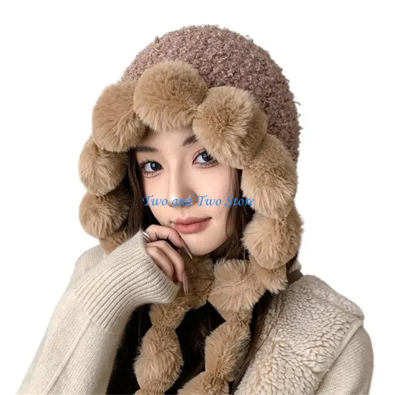 

HX6F Plush Earflap Hat Adjustable Size Hat Ear Protecting Hat Breathable Soft Hat Outdoor Accessory
