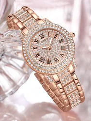 NIBOSI-reloj de cuarzo con diamantes brillantes para mujer, pulsera informal de lujo, de oro rosa, de cristal