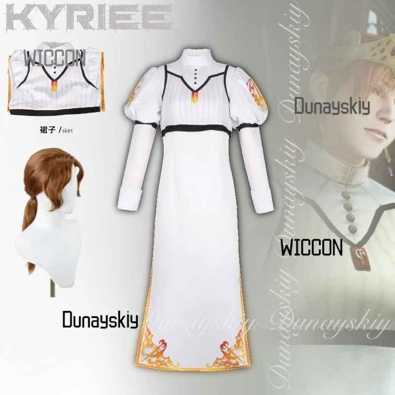 

Дьявол игра Кыри элегантные женщины девушки косплей человеческая женщина длинное белое платье Лолиты коричневый парик Джирай Кэй средневековый готический Хэллоуин