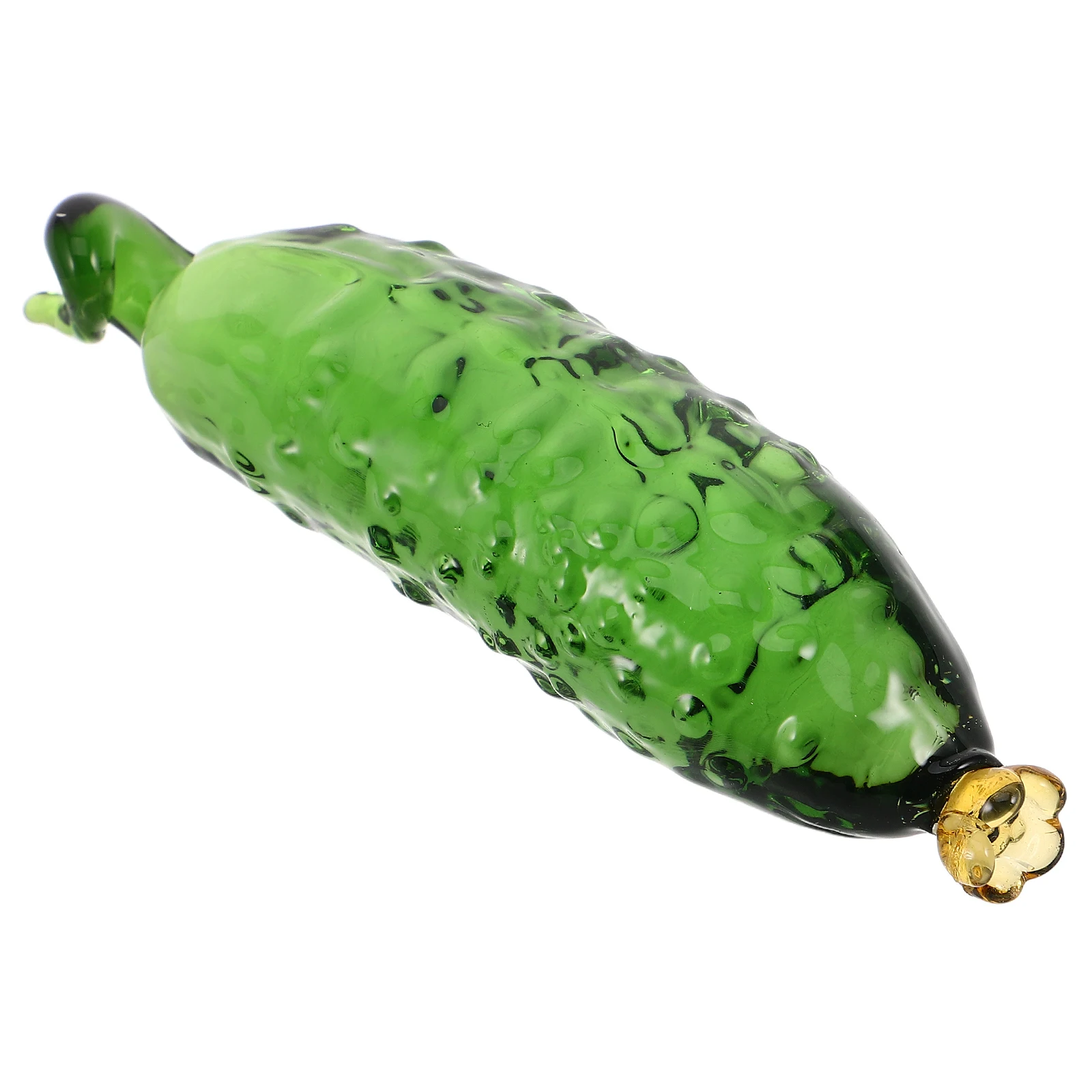 

Hand Blown Glass Cucumber Unique Home Decor Centerpiece Realistic Fake Vegetable Sculpture Shelf Display Kitchen Office Accent